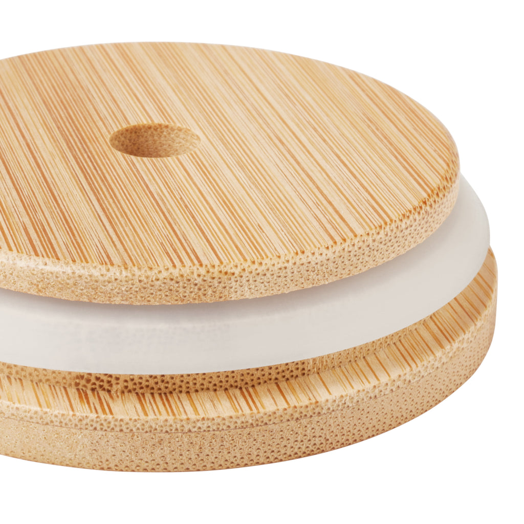 Bamboo lid and silicone seal close-up