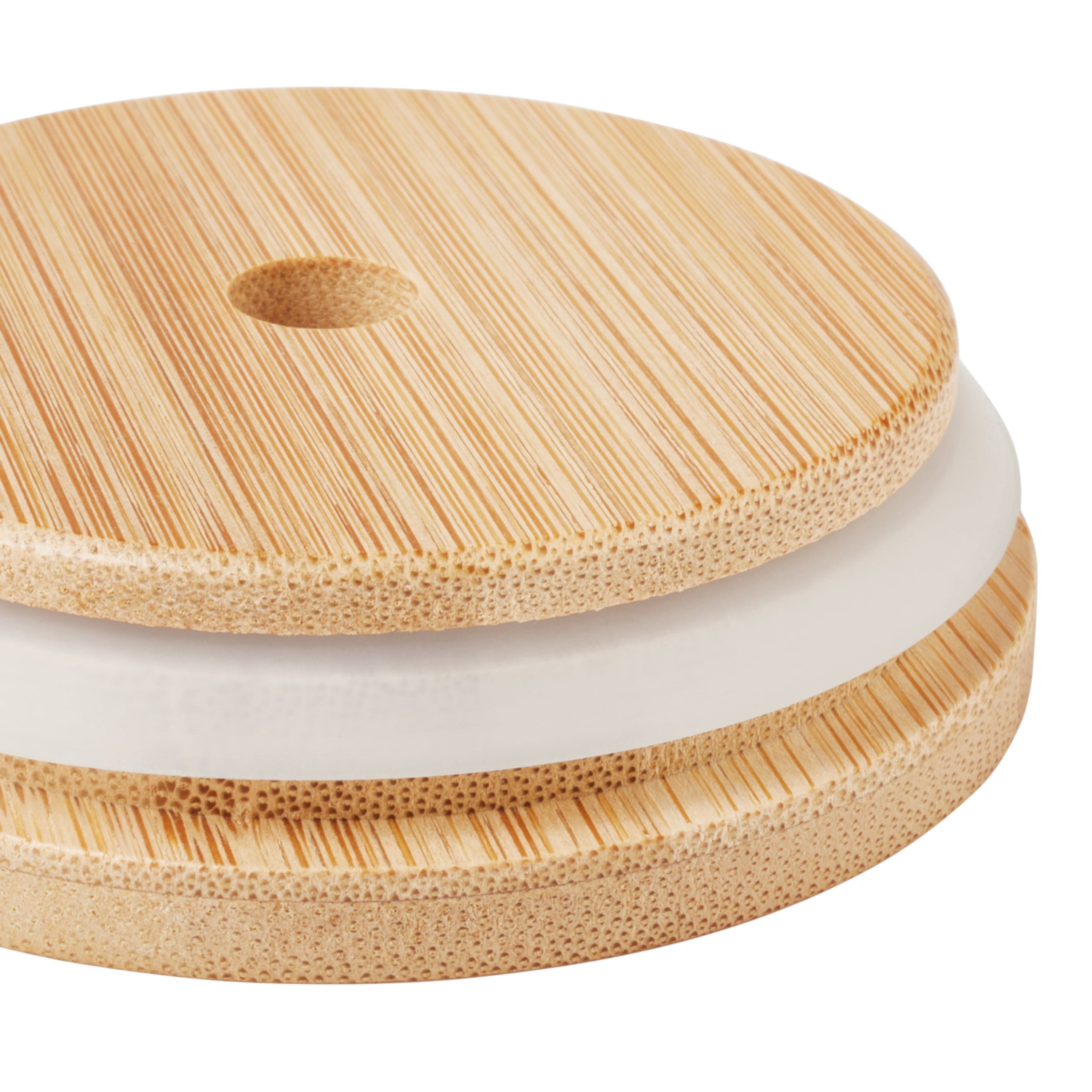 Bamboo lid and silicone seal close-up