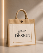 Custom DTF Jute Pocket Tote Bag