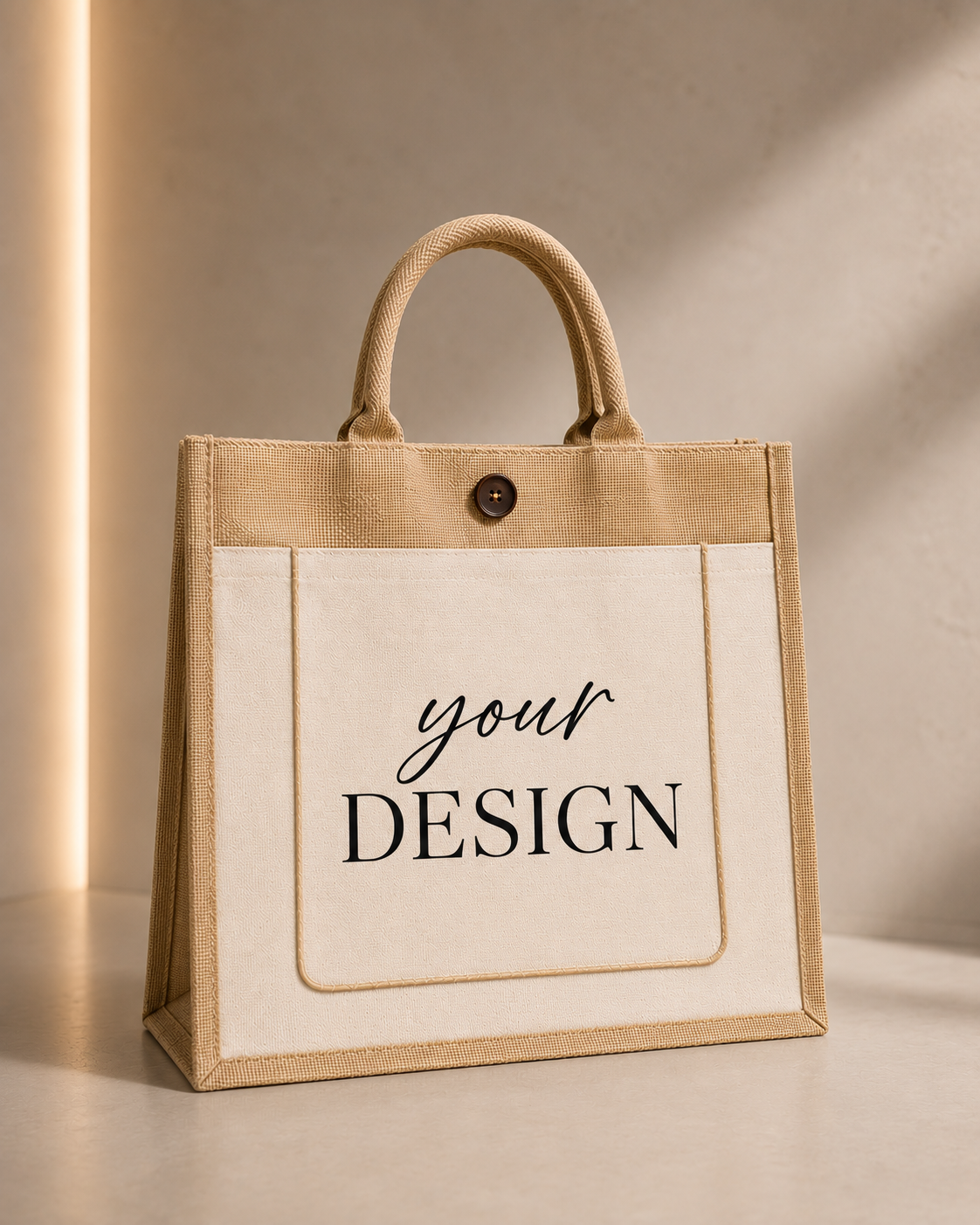 Custom DTF Jute Pocket Tote Bag