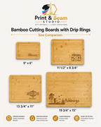 Custom Engraved Bamboo Cutting Board with Drip Ring