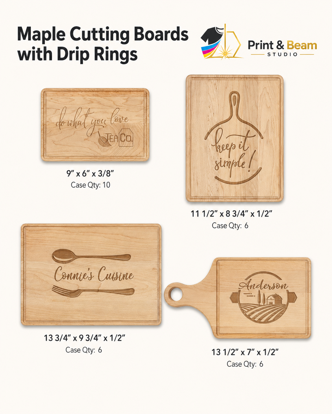 Custom Engraved Maple Cutting Board with Drip Ring