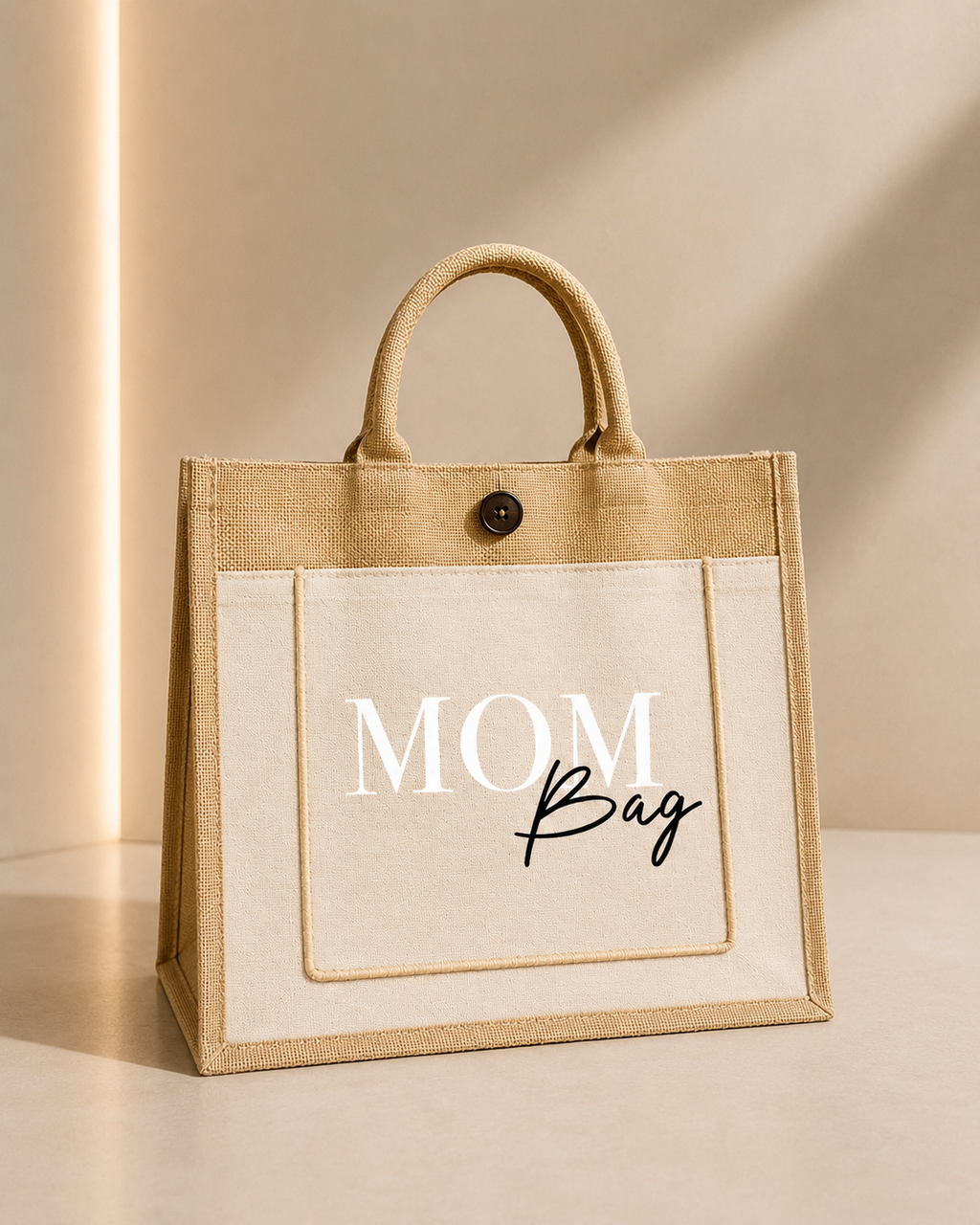 Custom DTF Jute Pocket Tote Bag
