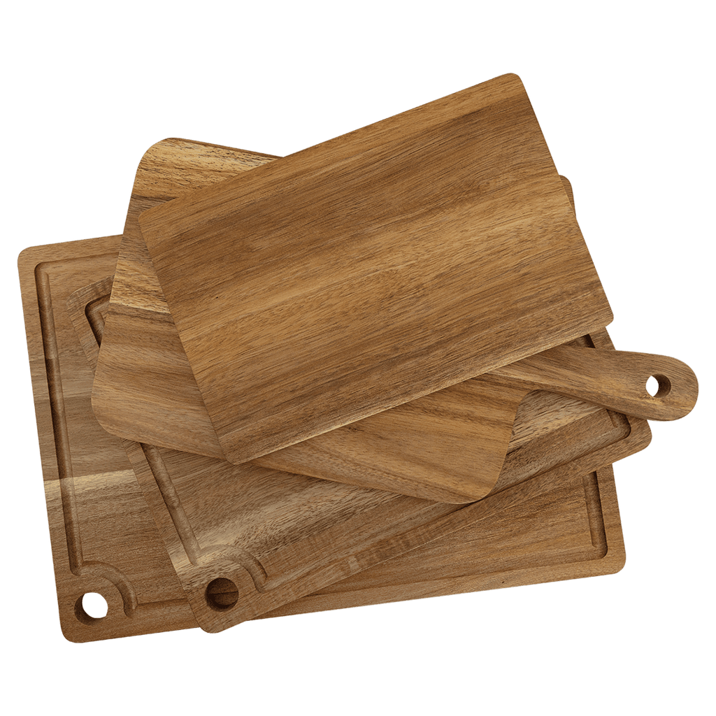 Custom Engraved Acacia Cutting Board with Drip Ring and Corner Hole
