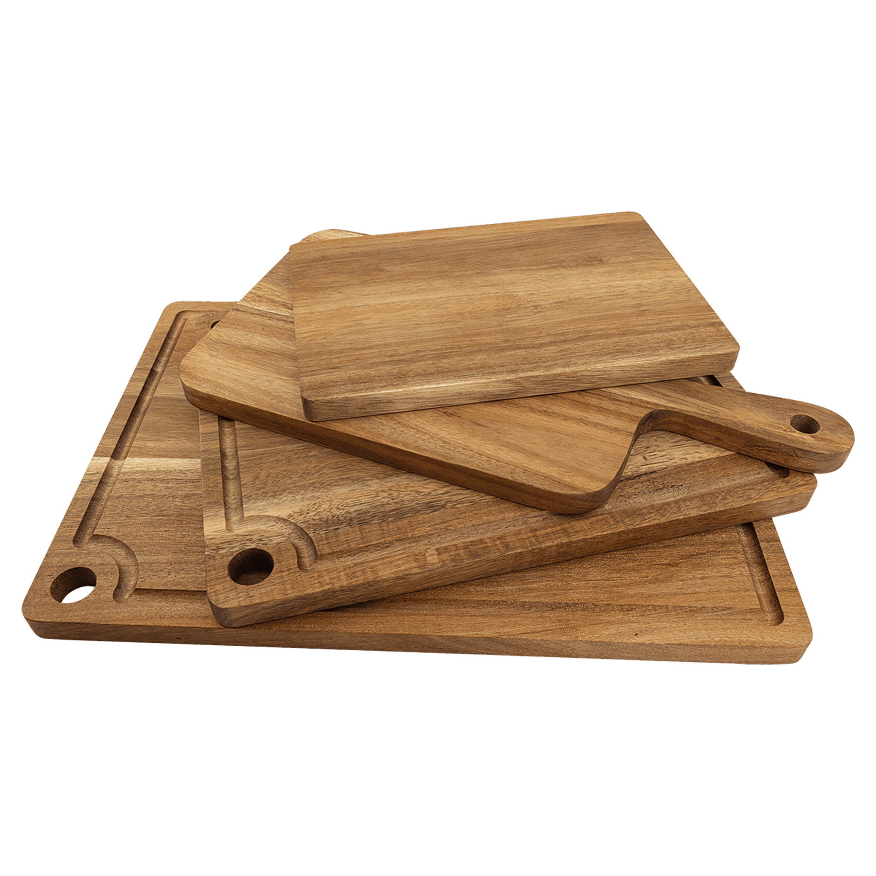 Custom Engraved Acacia Cutting Board with Drip Ring and Corner Hole
