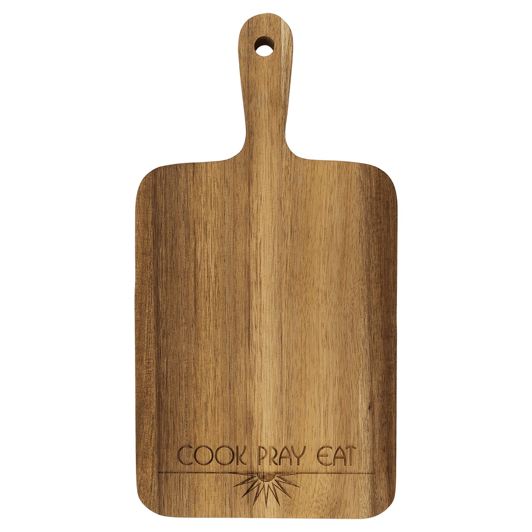 Custom Engraved Acacia Cutting Board with Drip Ring and Corner Hole