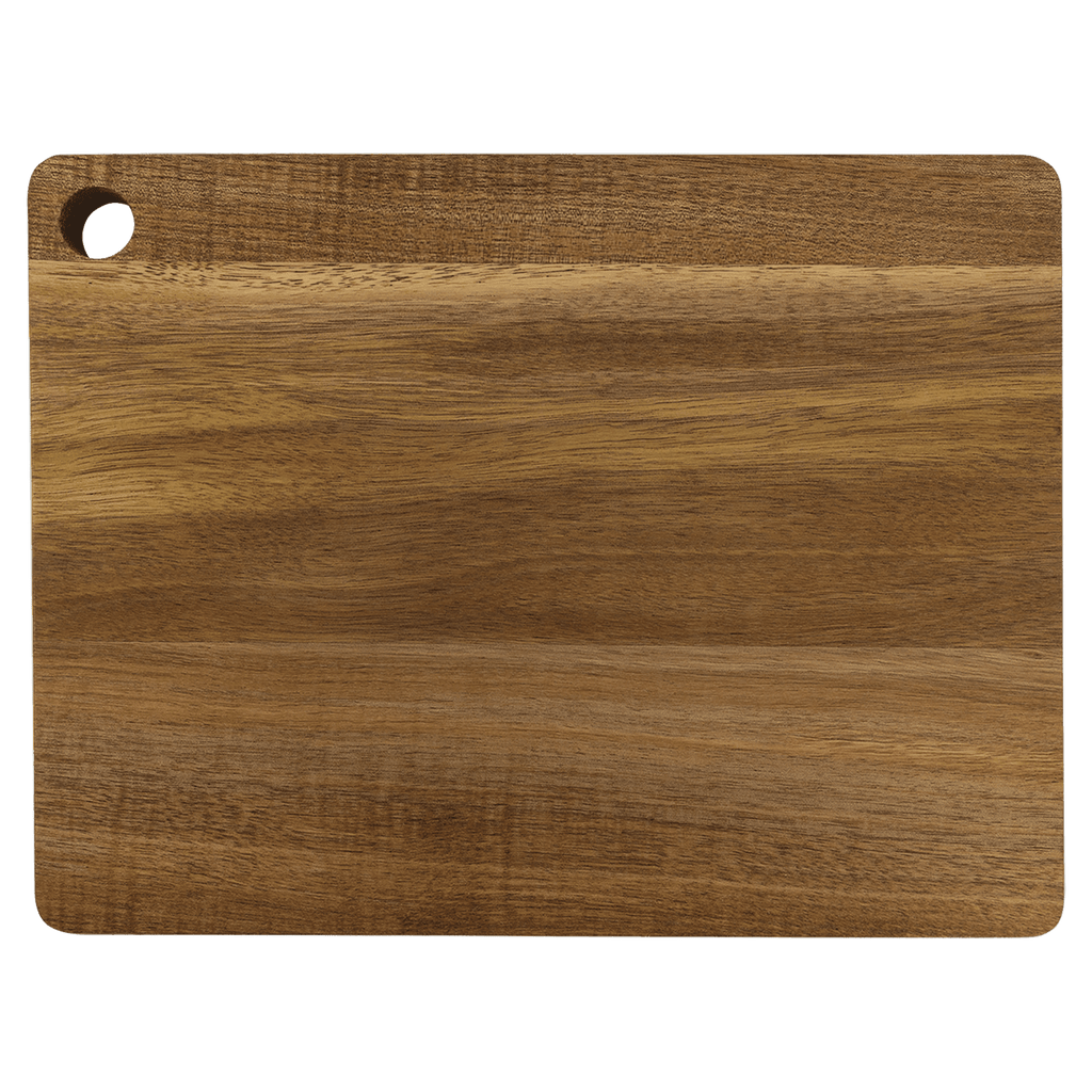 Custom Engraved Acacia Cutting Board with Drip Ring and Corner Hole