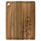 Custom Engraved Acacia Cutting Board with Drip Ring and Corner Hole