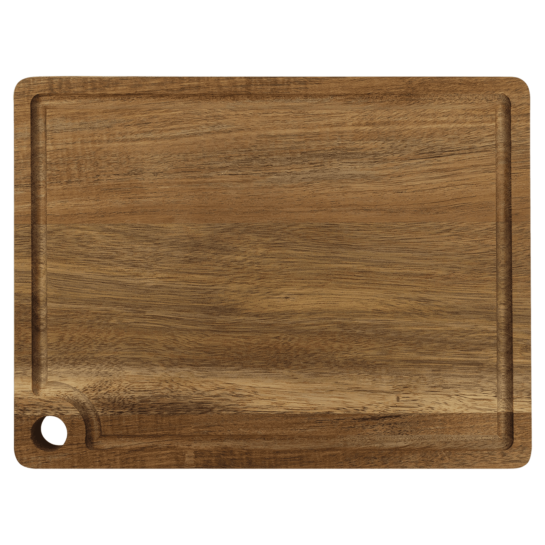 Custom Engraved Acacia Cutting Board with Drip Ring and Corner Hole