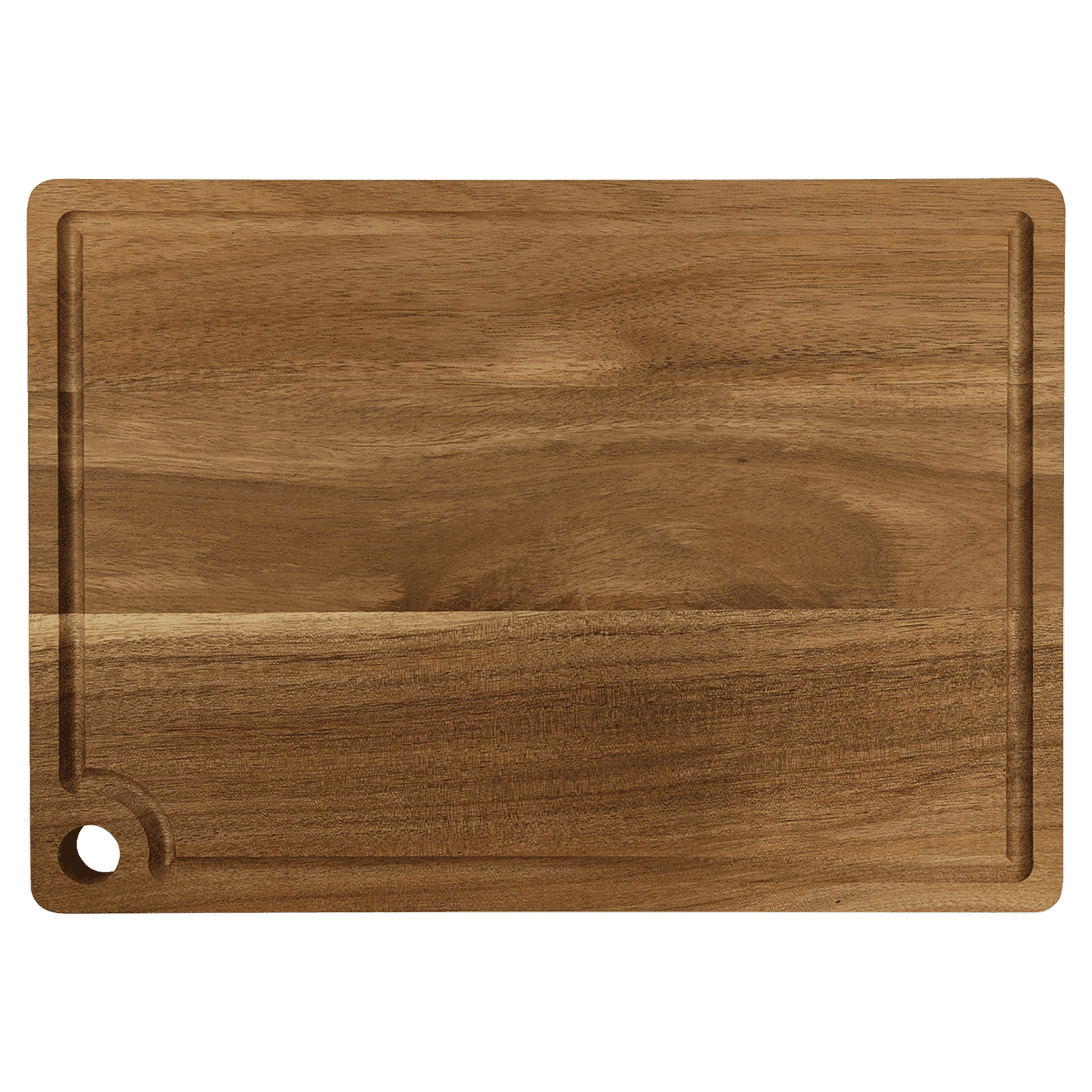 Custom Engraved Acacia Cutting Board with Drip Ring and Corner Hole