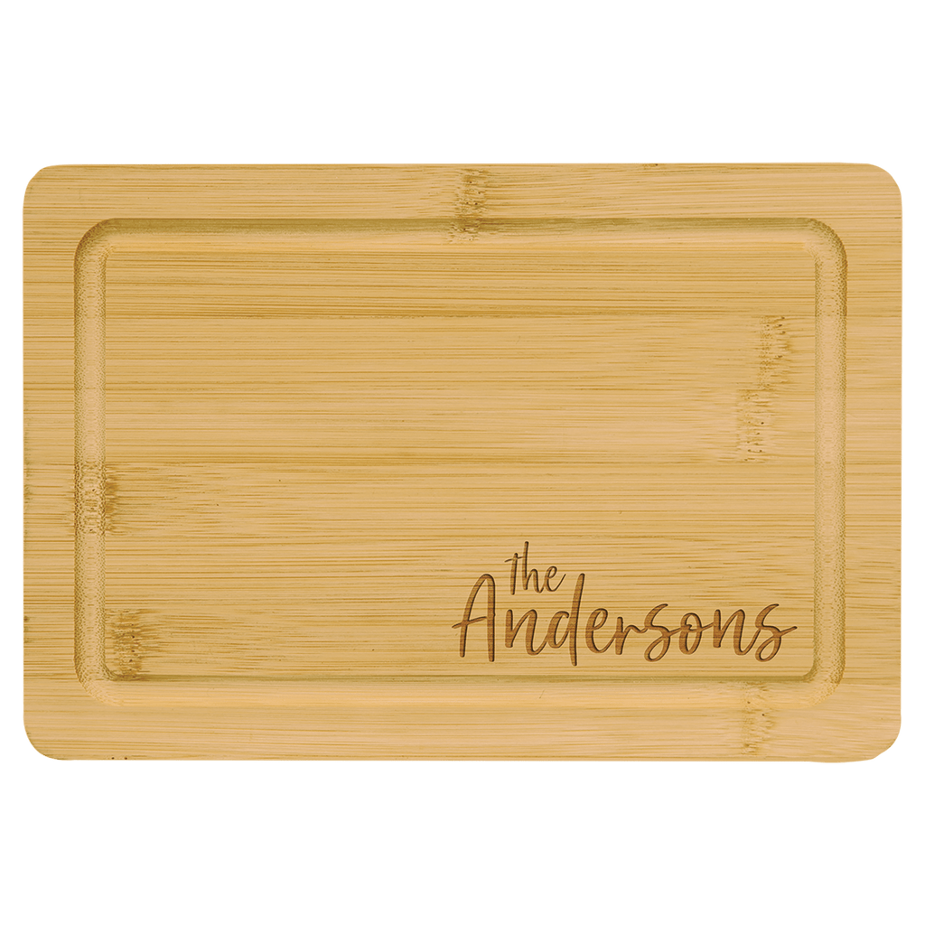 Custom Engraved Bamboo Cutting Board with Drip Ring