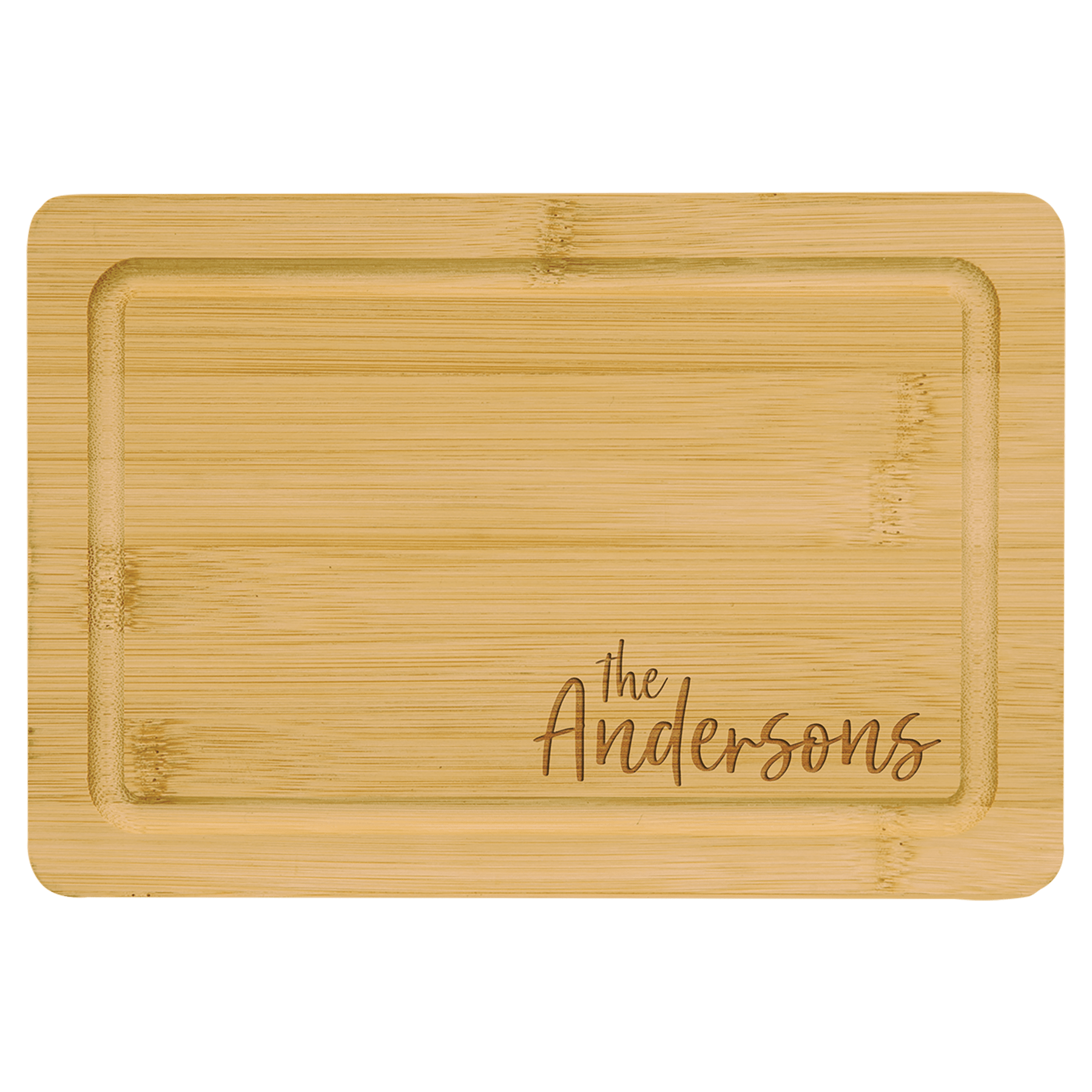 Custom Engraved Bamboo Cutting Board with Drip Ring