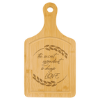 Custom Engraved Bamboo Paddle Cutting Board with Drip Ring
