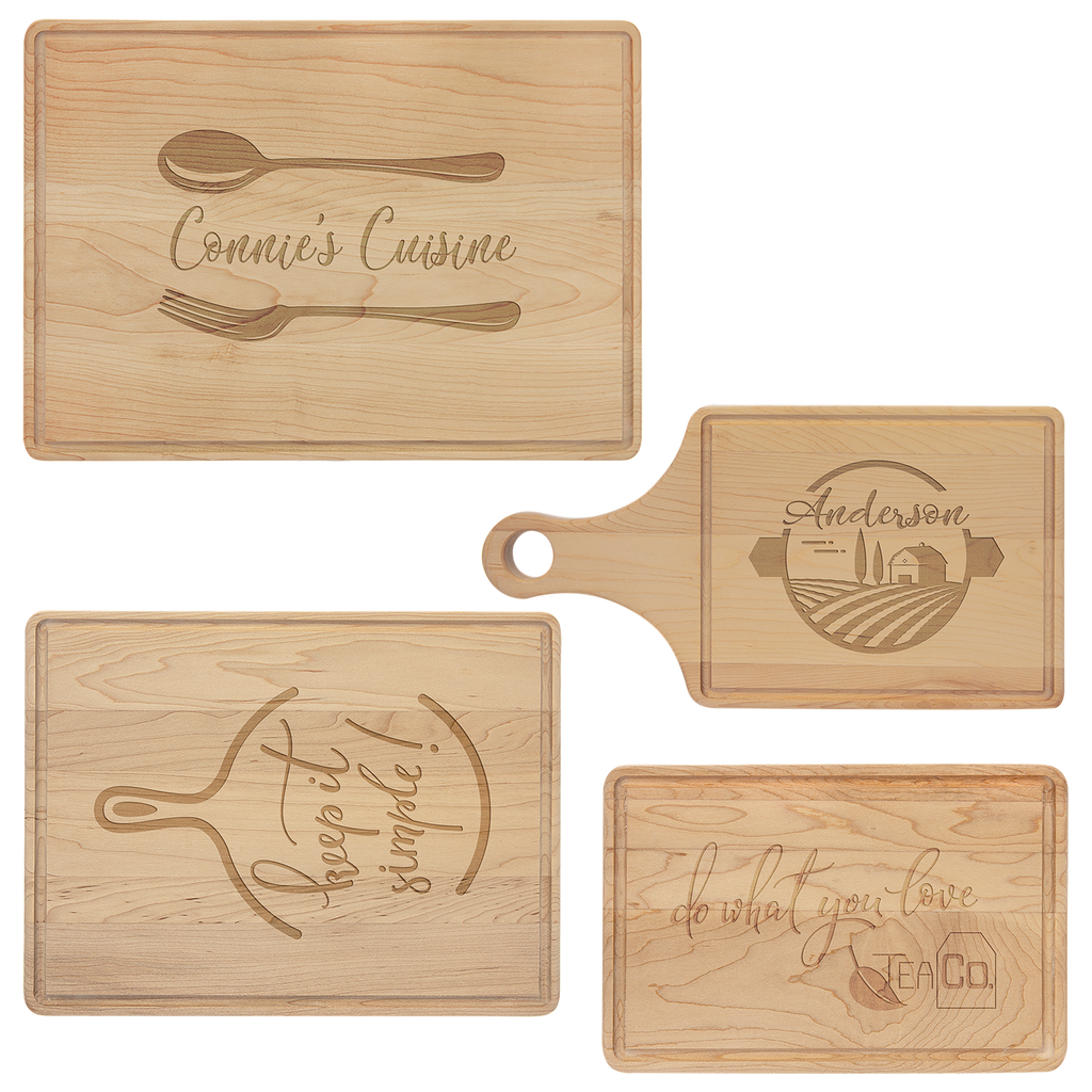 Custom Engraved Maple Cutting Board with Drip Ring