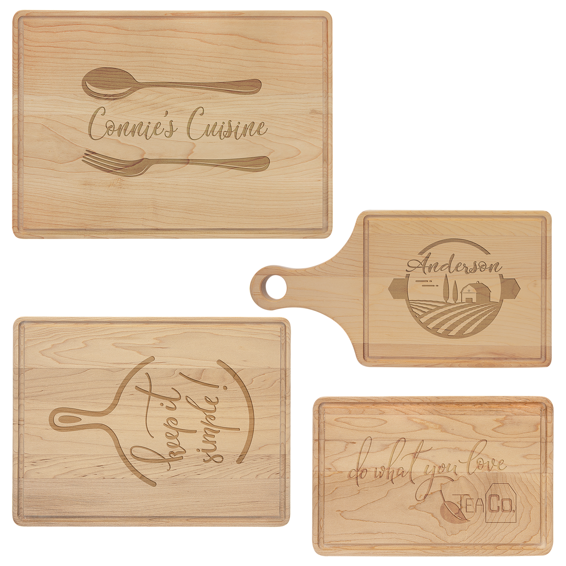 Custom Engraved Maple Cutting Board with Drip Ring