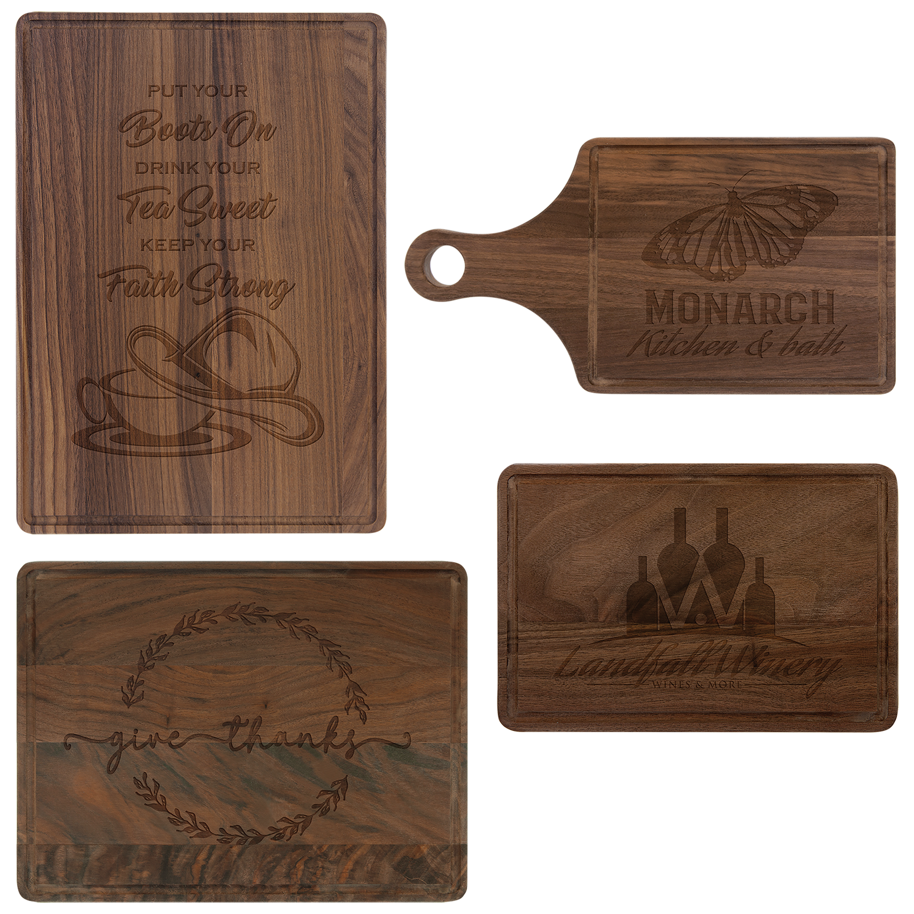 Custom Engraved Walnut Cutting Board with Drip Ring