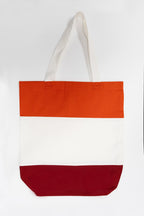 Custom DTF Color Block Tote Bag - Orange/Wine